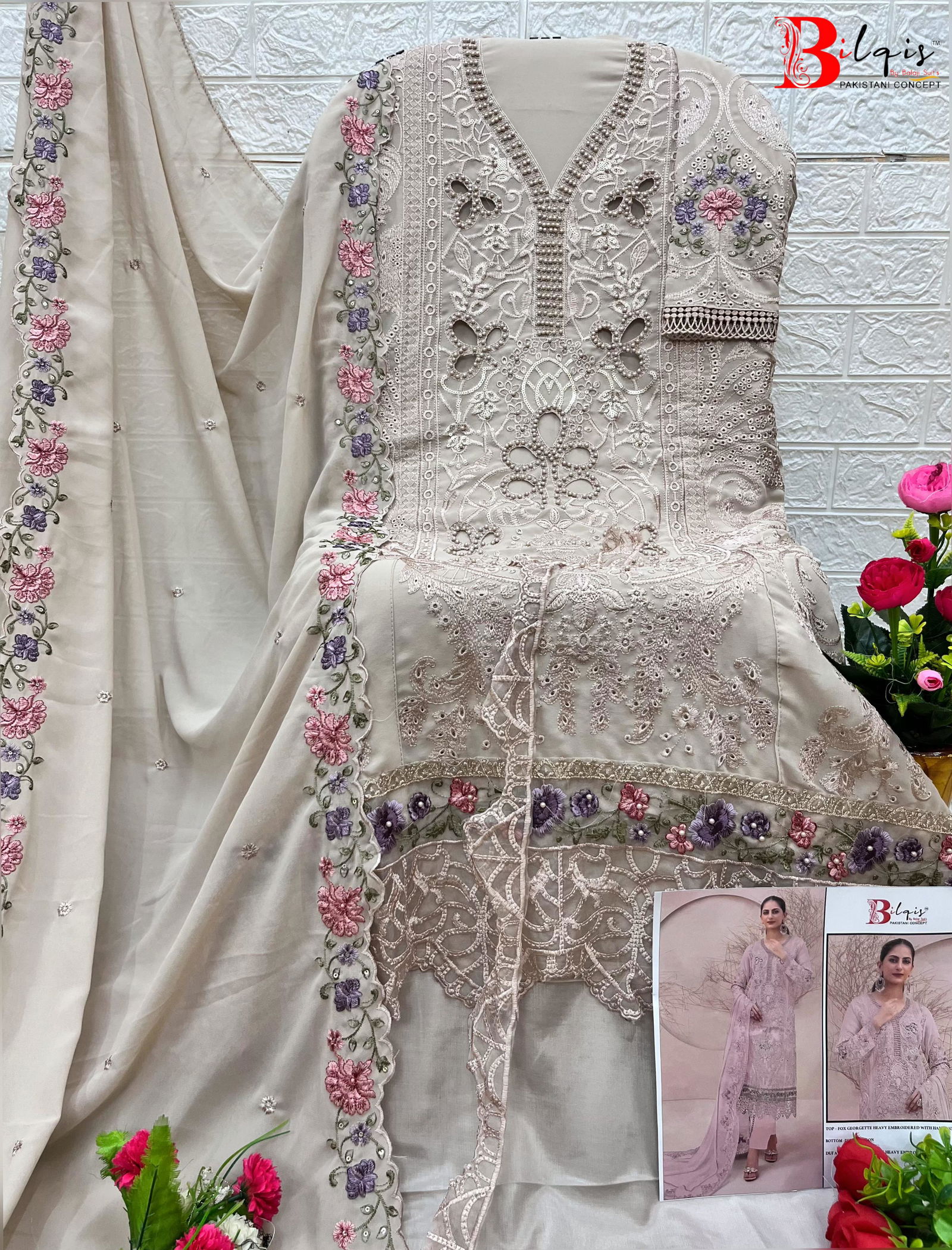 Bilqis B 98 E To H Faux Georgette Wholesale Pakistani Suits Suppliers In Mumbai